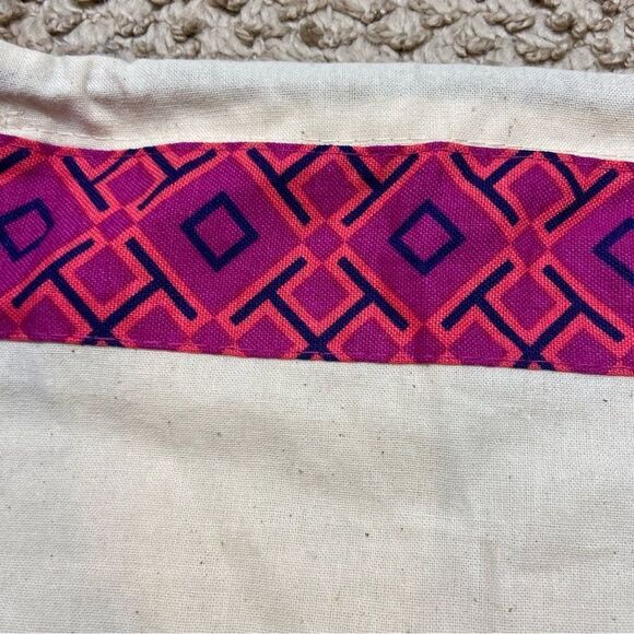 Brand New Large Tory Burch Dust Bag‎ Pink and Navy Trim TB Logo Charm - Picture 2 of 6